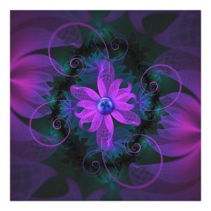 Schöne ultraviolette lila Orchideen-Fraktal-Blume Fotodruck