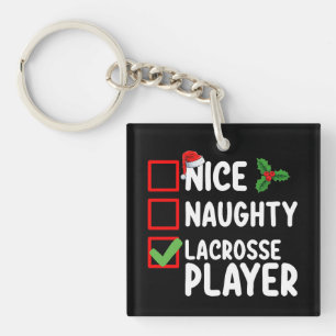 Schöne unartige Lacrosse-Spieler-Weihnachtsliste Schlüsselanhänger
