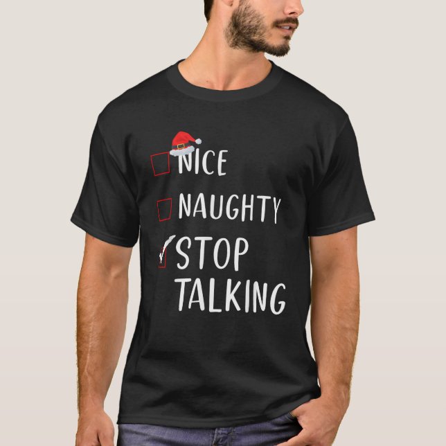 Schöne Unartige Stop Reden Liste Lustiges Xmas Tal T-Shirt (Vorderseite)