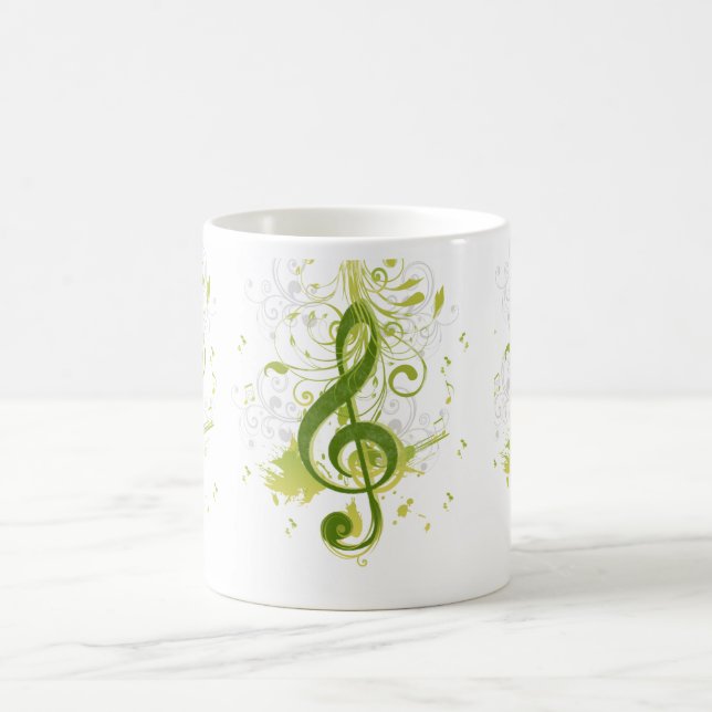 Schöne und coole Musiknoten mit Spritzer Kaffeetasse (Mittel)