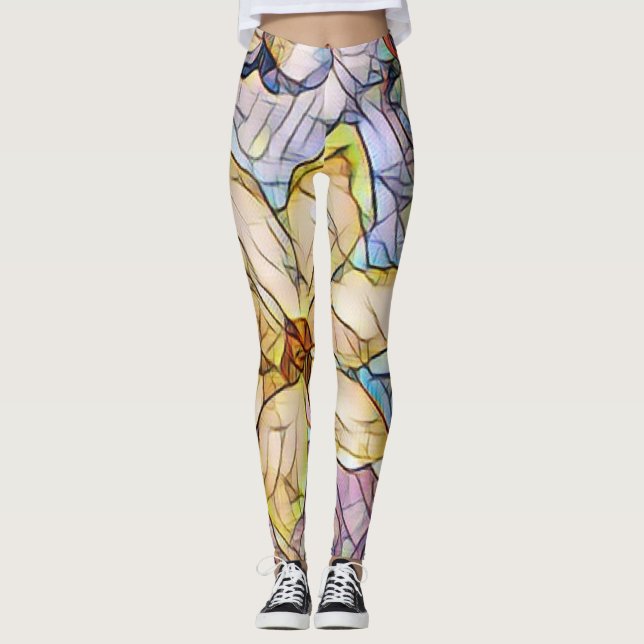 Schöne und einzigartige Pastellmosaik Leggings (Vorderseite)