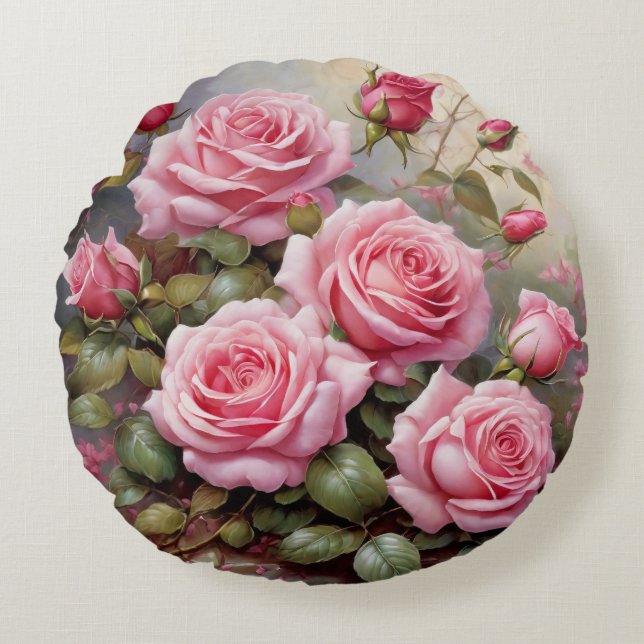 schöne und elegante Rose Rundes Kissen (Vorderseite)