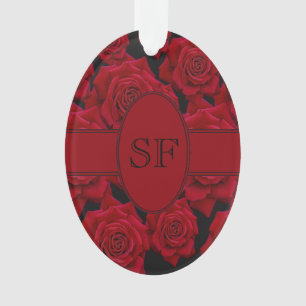 Schöne und elegante Rote Rose Bloom - Monogramm Ornament