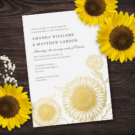 Schöne und elegante Sonnenblumen Hochzeit im Herbs Folieneinladung