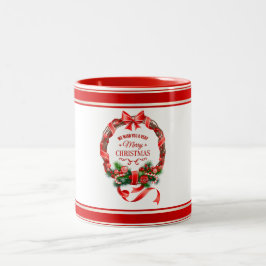 Schöne und elegante Weihnachtskranz-Tasse Zweifarbige Tasse