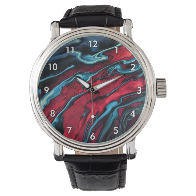 Schöne und farbenfrohe Abstrakte Kunstwerke Armbanduhr (Vorderseite)