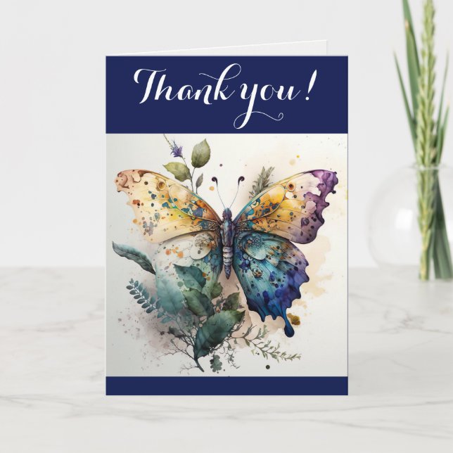 Schöne und farbenfrohe Butterfly-Grußkarte Dankeskarte (Vorderseite)