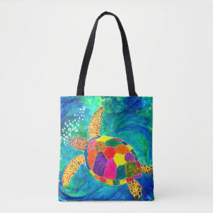 Schöne und farbenfrohe Sea Turtle Tote Bag Tasche
