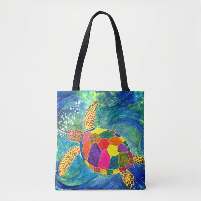 Schöne und farbenfrohe Sea Turtle Tote Bag Tasche (Vorderseite)