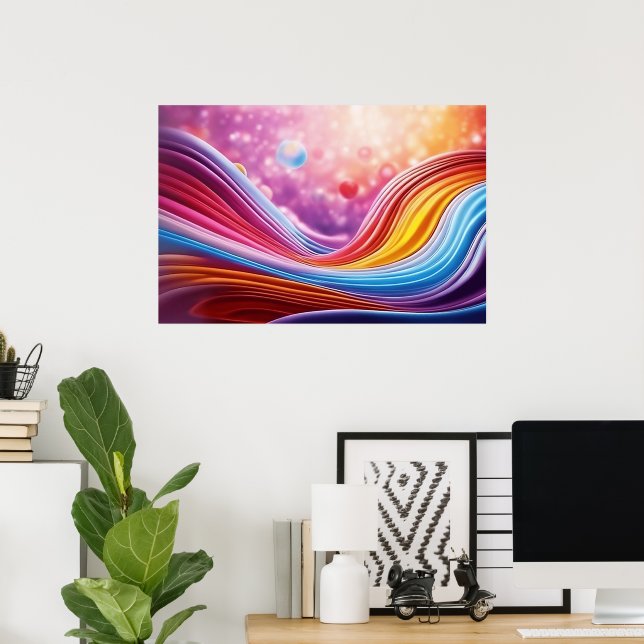 Schöne und farbenfrohe Wavy Lines Wall Art Design Poster (Heimbüro)