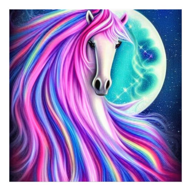 Schöne Unicorns Vollblühen Grafik Fotodruck (Vorne)