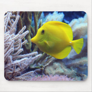 Schöne Unterwasser Gelben Tang Fisch und Korallen Mousepad