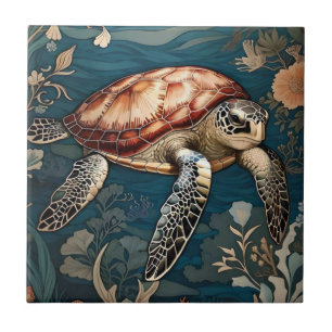 Schöne Unterwasser-Schildkröte   Fliese