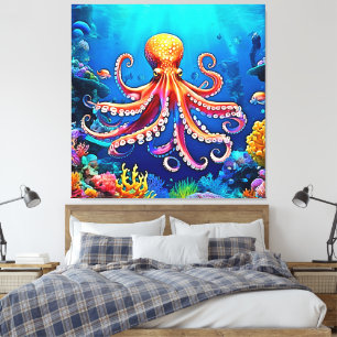 Schöne Unterwasserwelt Octopus Art Leinwanddruck