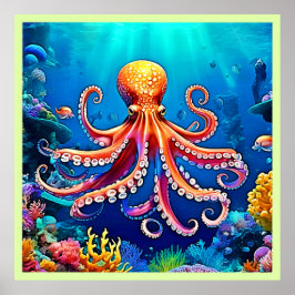 Schöne Unterwasserwelt Octopus Art Poster