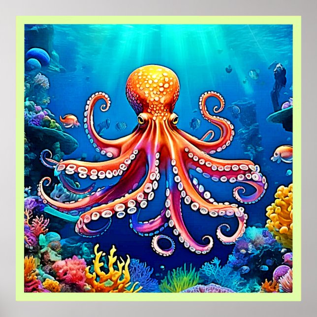 Schöne Unterwasserwelt Octopus Art Poster (Vorne)