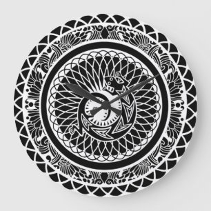 Schöne Ureinwohner-Mandala-Entwurfs-Uhr Große Wanduhr