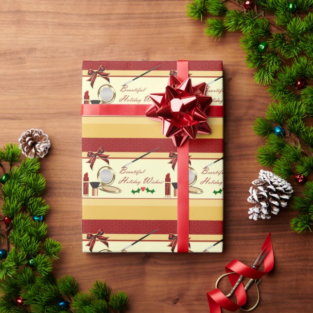 Schöne Urlaubswünsche Makeup Wrapping Paper Geschenkpapier (Feiertagsgeschenk)