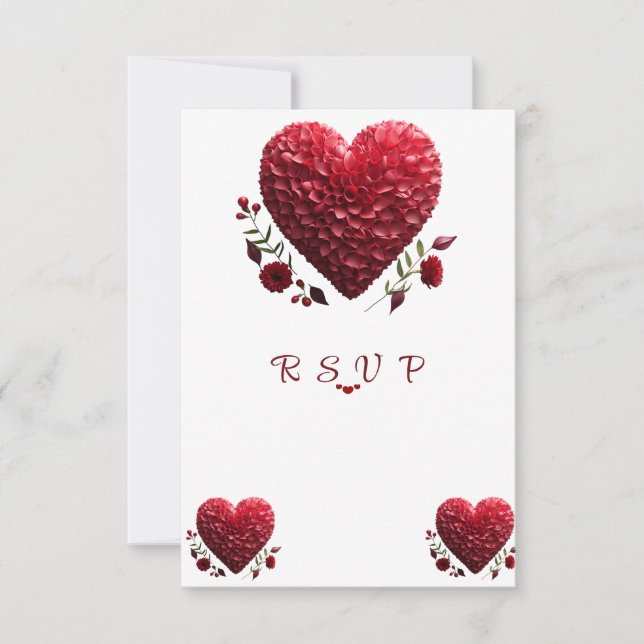 Schöne Valentinstag Blume Petal Hearts RSVP Karte (Vorderseite)
