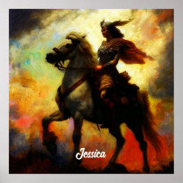 Schöne Valkyrie am Horseback Poster