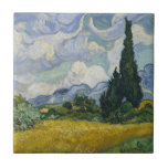 Schöne Van Gogh-Weizenfelder mit Zypressen Fliese<br><div class="desc">Diese dekorative Kachel wird in Ihrer Zuhause schön aussehen!  Diese Kachel zeigt Vincent Van Gogh's Werk 'Weizenfeld mit Zypressen' von 1889.</div>
