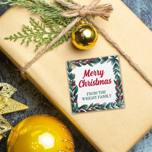 Schöne Vegetation Rahmen frohe Weihnachten von Geschenkanhänger (Von Creator hochgeladen)