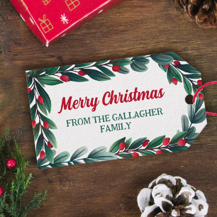 Schöne Vegetation Rahmen frohe Weihnachten von Geschenkanhänger