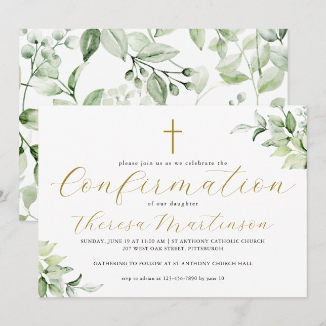 Schöne Vegetation und Kreuzbestätigung Einladung (Vorne/Hinten)