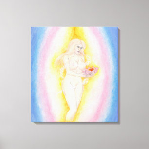 Schöne Venus-Göttin mit Lotus-Blume Leinwanddruck