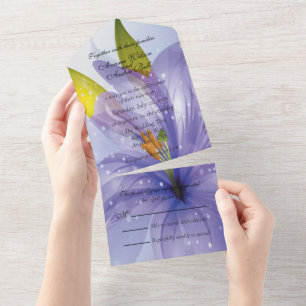 Schöne verblasste Lila Lily All-in-One All In One Einladung