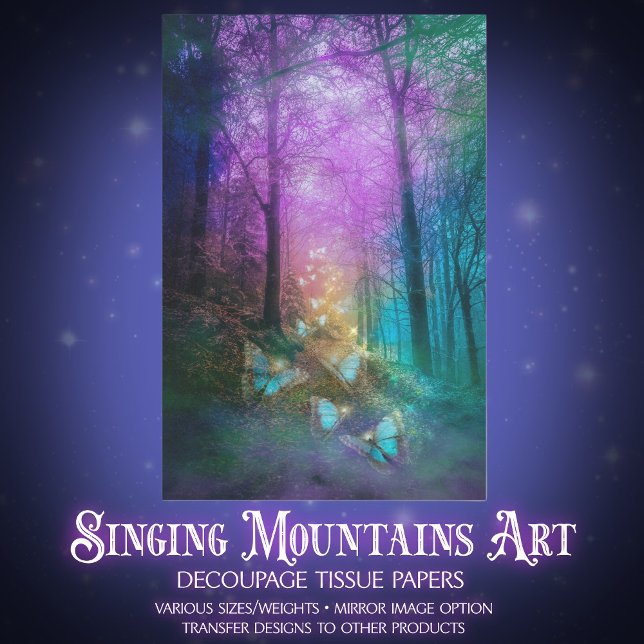 Schöne verzauberte Waldschmetterlinge Dekoupage Seidenpapier (Von Creator hochgeladen)