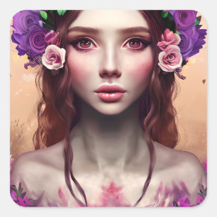 Schöne Verzauberung Fantasy AI Art Quadratischer Aufkleber