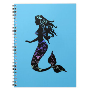 Schöne Verzierte Mermaid-Silhouette Notizblock
