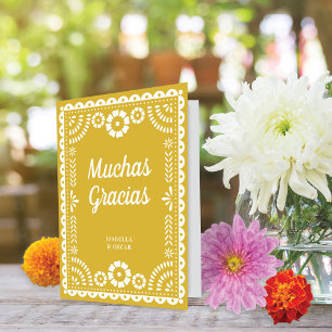 Schöne Verzierte Papel Picado Gelbe Hochzeit Dankeskarte