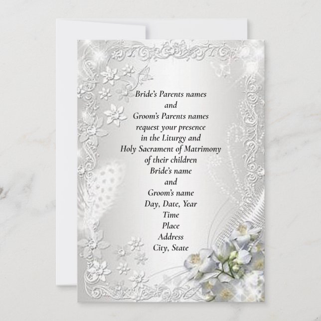 Schöne Verzierte Semi-Gloss-Hochzeit Einladung (Vorderseite)