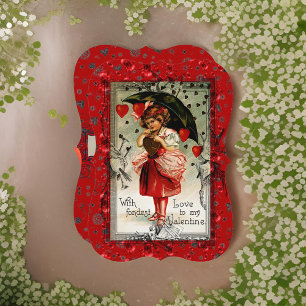 Schöne Verzierte Vintage Kinderherzen-Flachkarte