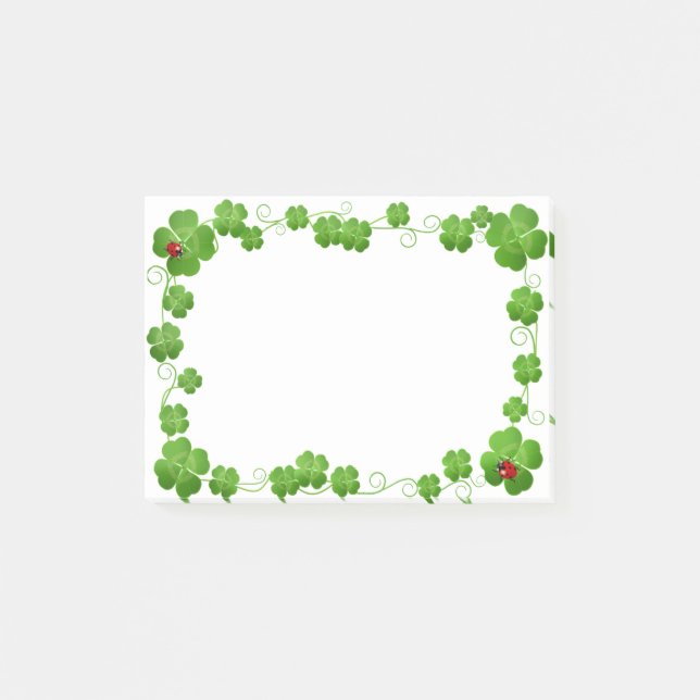 Schöne Vierblattklee & Marienkäfer Post-it Notizbl Klebezettel (Vorderseite)