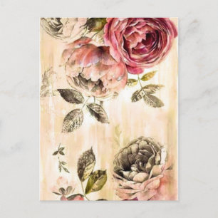Schöne viktorianische Blumenmalerei Postkarte