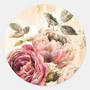 Schöne viktorianische Blumenmalerei Runder Aufkleber