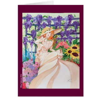 Schöne viktorianische Dame in ihrem Garten