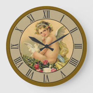 Schöne viktorianische Engel-Engels-Taube Große Wanduhr