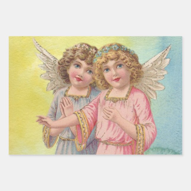 Schöne Viktorianische Era Angels mit Flügen Geschenkpapier Set (Vorderseite)
