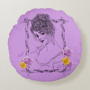 Schöne Viktorianische Lady Round Throw Kissen