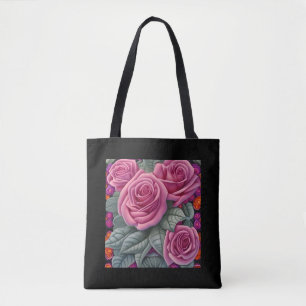 Schöne Viktorianische Pastel Rosa Rose Print Tasche