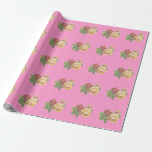 Schöne viktorianische Rosen Leinenverpackungspapie Geschenkpapier