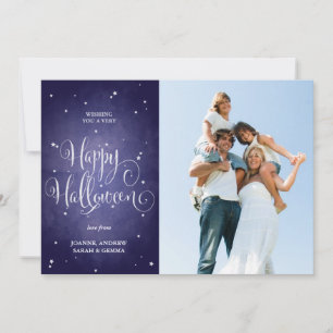Schöne Vintag Stars Blue Halloween Foto Card Karte