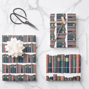 Schöne Vintage alte Bücher, Buchstäbchen Geschenkpapier Set