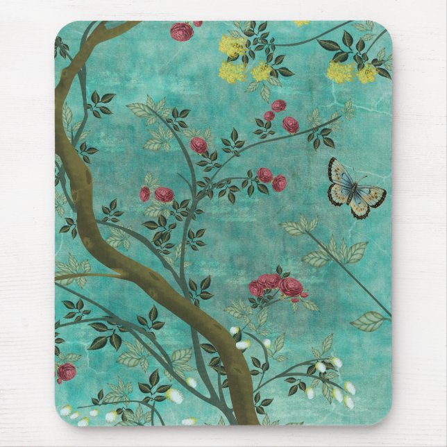 Schöne Vintage antike Blütenschmetterlinge Mousepad (Vorne)