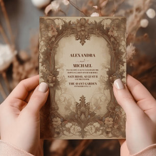 Schöne Vintage-Art Nouveau-Floralhochzeit Einladung