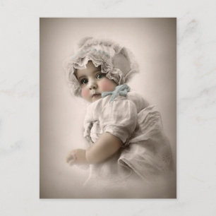 Schöne Vintage-Babytragehaube Postkarte